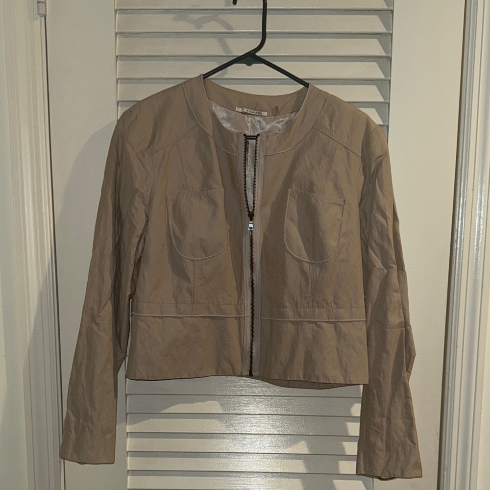 Tahari Light Taupe Women's Zip Front Jacket